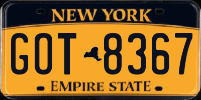 NY license plate GOT8367