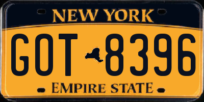 NY license plate GOT8396