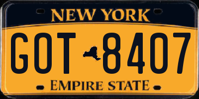 NY license plate GOT8407
