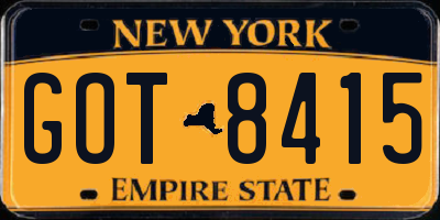 NY license plate GOT8415