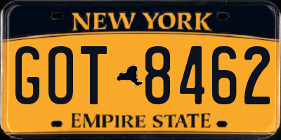 NY license plate GOT8462