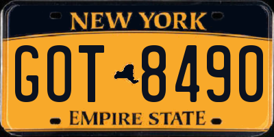 NY license plate GOT8490