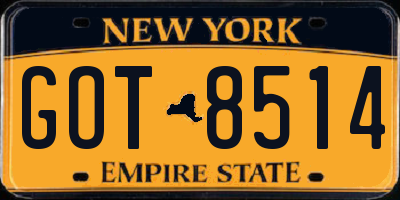NY license plate GOT8514