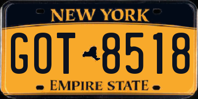 NY license plate GOT8518