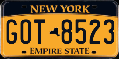 NY license plate GOT8523