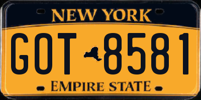 NY license plate GOT8581
