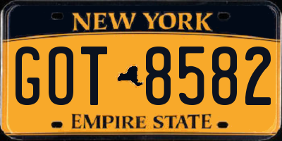 NY license plate GOT8582