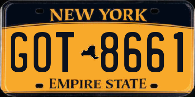 NY license plate GOT8661