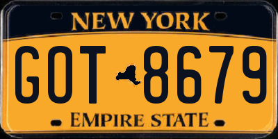 NY license plate GOT8679