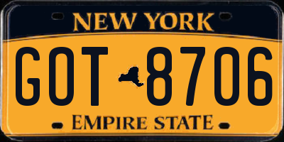 NY license plate GOT8706