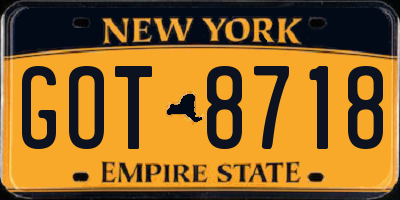 NY license plate GOT8718