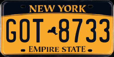 NY license plate GOT8733