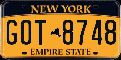 NY license plate GOT8748