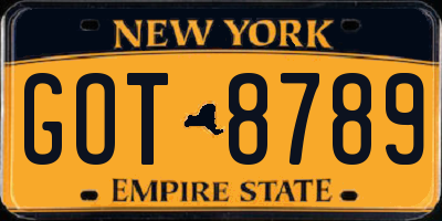 NY license plate GOT8789