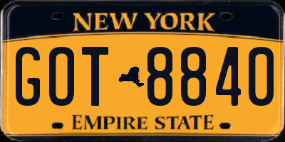 NY license plate GOT8840