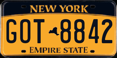 NY license plate GOT8842