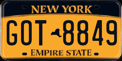 NY license plate GOT8849