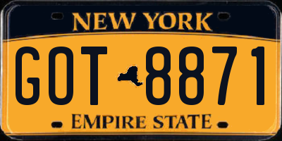 NY license plate GOT8871