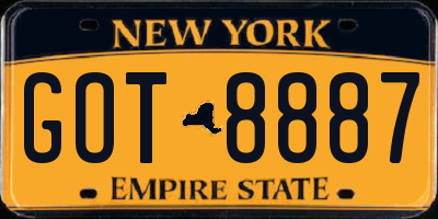 NY license plate GOT8887