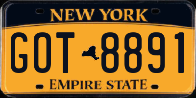 NY license plate GOT8891