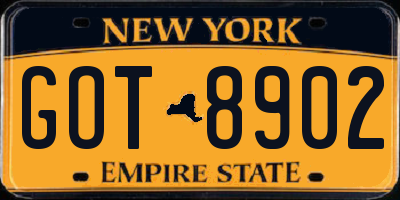 NY license plate GOT8902