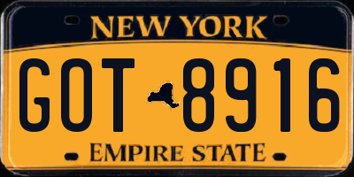 NY license plate GOT8916