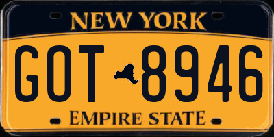 NY license plate GOT8946