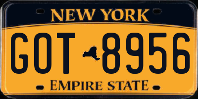 NY license plate GOT8956