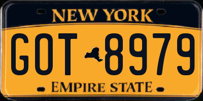 NY license plate GOT8979