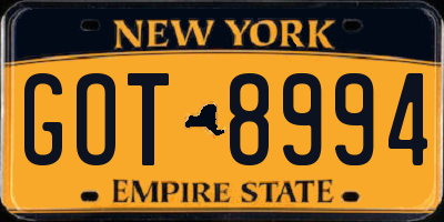 NY license plate GOT8994