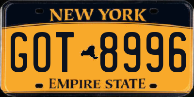 NY license plate GOT8996