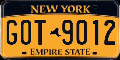 NY license plate GOT9012