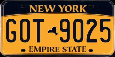 NY license plate GOT9025