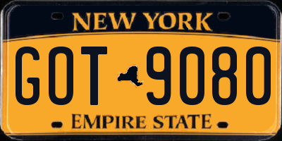 NY license plate GOT9080