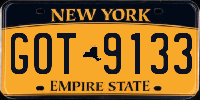 NY license plate GOT9133