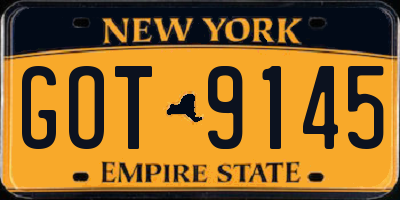 NY license plate GOT9145
