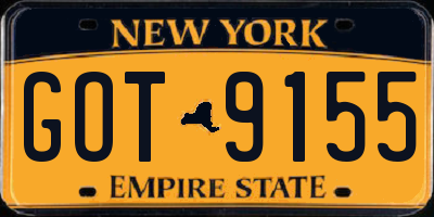 NY license plate GOT9155