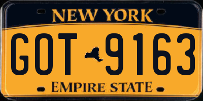 NY license plate GOT9163