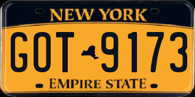 NY license plate GOT9173