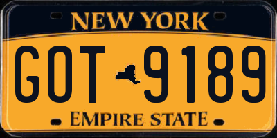 NY license plate GOT9189