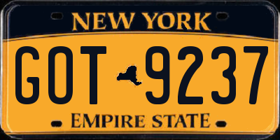 NY license plate GOT9237