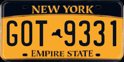 NY license plate GOT9331