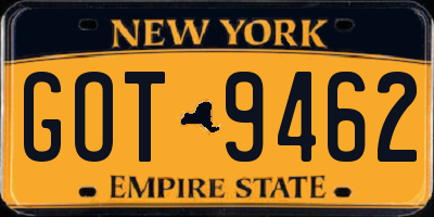 NY license plate GOT9462