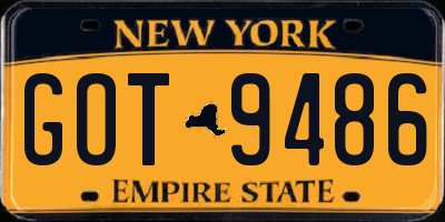 NY license plate GOT9486
