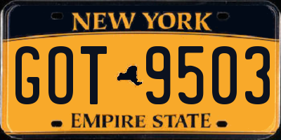 NY license plate GOT9503