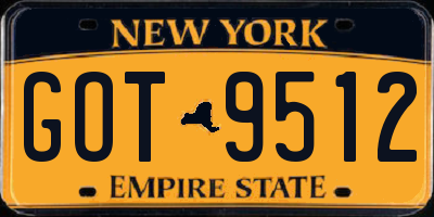 NY license plate GOT9512