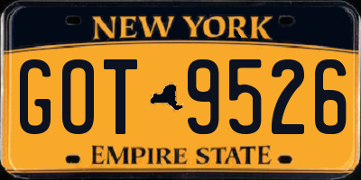NY license plate GOT9526