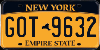 NY license plate GOT9632
