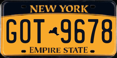NY license plate GOT9678