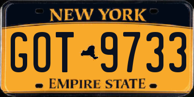 NY license plate GOT9733